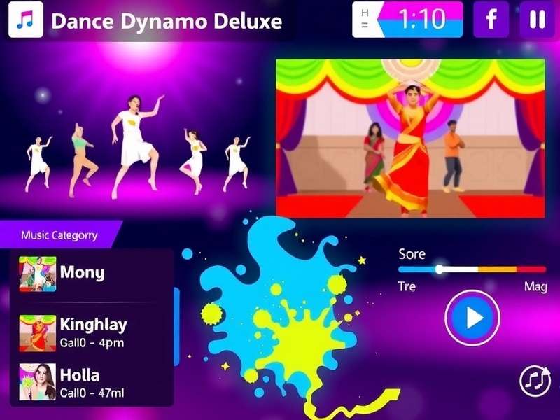 Dance Dynamo Deluxe music selection screen showing various song categories